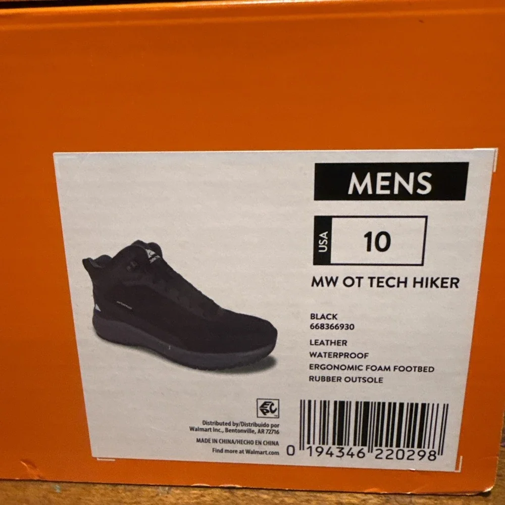 Ozark Trail Tech Hiker Black Leather Waterproof Mens Size 10